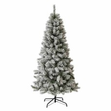 7ft Neo Scandinavian Tips Spruce Fir Tree Artificial Christmas Tree Xmas Realistic Branches Green Natural Branches with Solid Metal Legs (Snow Flocked)
