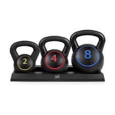 Neo 3PC Kettlebell Set Weights Sets Exercise Home Gym Rack Stand 2 4 8 KG