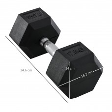1 x 17.5kg Hex Dumbbell Weight