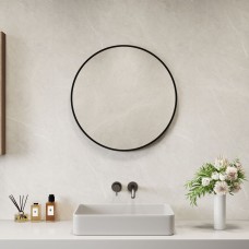 Neo Black or Copper Round Metal Frame Wall Mirror Float Glass HD Reflection Anti-Rust Moisture-Proof Wall Mounted Bathroom Bedroom Hallway Living Room Vanity 40cm 