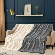 Neo Electric Cable Knit Heated Throw - Grey & Natural