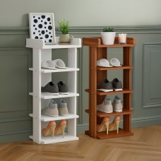 Neo Multi-Layer Wooden Shoe Rack - White and Walnut