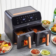 Neo Black & Copper Electric 8.5L Digital Air Fryer with Dual Drawer and Glass Viewing Window