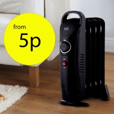 5p/hour Low Energy Electric Oil Filled Radiator Portable Heater in Black