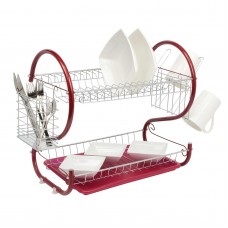 2 Tier Dish Drainer Rack Red