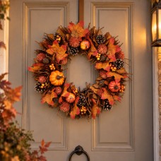Neo 50cm Autumn Door Wall Wreath Pumpkins Pine Cones Berries Maple Leaves Neo 50cm Autumn Door Wall Wreath Pumpkins Pine Cones Berries Maple Leaves