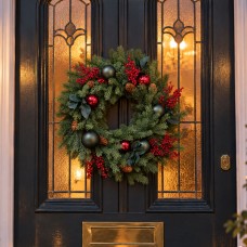 Neo Luxury Artificial Christmas Wreath Red Berries Baubles Pine Cones Festive Neo Luxury Artificial Christmas Wreath Red Berries Baubles Pine Cones Festive