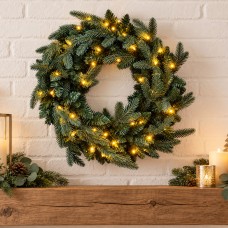 Neo 50cm Pre Lit Christmas Artificial Fir Wreath 20 Warm White LED Lights Neo 50cm Pre Lit Christmas Artificial Fir Wreath 20 Warm White LED Lights
