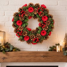 Neo 50cm Christmas Traditional Festive Door Wreath Red Berries Pine Cones Neo 50cm Christmas Traditional Festive Door Wreath Red Berries Pine Cones