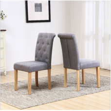 2 x Grey Fabric Dining Chair