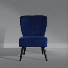 Velvet Shell Back Occasional  Sofa Chair Armchair - Midnight Blue