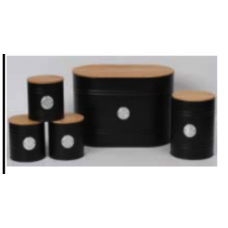 5PC Kitchen Canister Set - Bamboo Lid Design