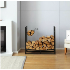 Black Firewood Log Rack With Hooks Model 4