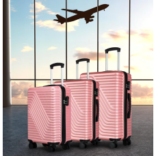 Neo 3 Piece Hard Shell Luggage Suitcase Set ABS Expandable Handle Lightweight Durable Trolley Travel Rose Gold