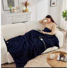 Neo Waffle Electric Blanket Heated Fleece Throw Blue