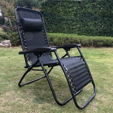  2 x Black Zero Gravity Chairs with Drink Phone Tray