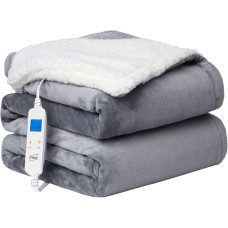 Neo Electric Heated Throw Soft Thickened Flannel to Sherpa Reversible Blanket