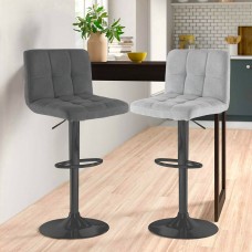  2 x Matt Black Leg Cuban Bar Stools in Leather or Fabric