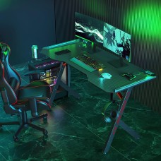 Neo Gaming Desk LED Desk with Cup Holder and Headphone Hook Cable Management