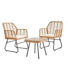 Neo Garden Furniture Patio Wicker Bamboo Style Chair Table Outdoor Rattan Bistro Set 3 Piece